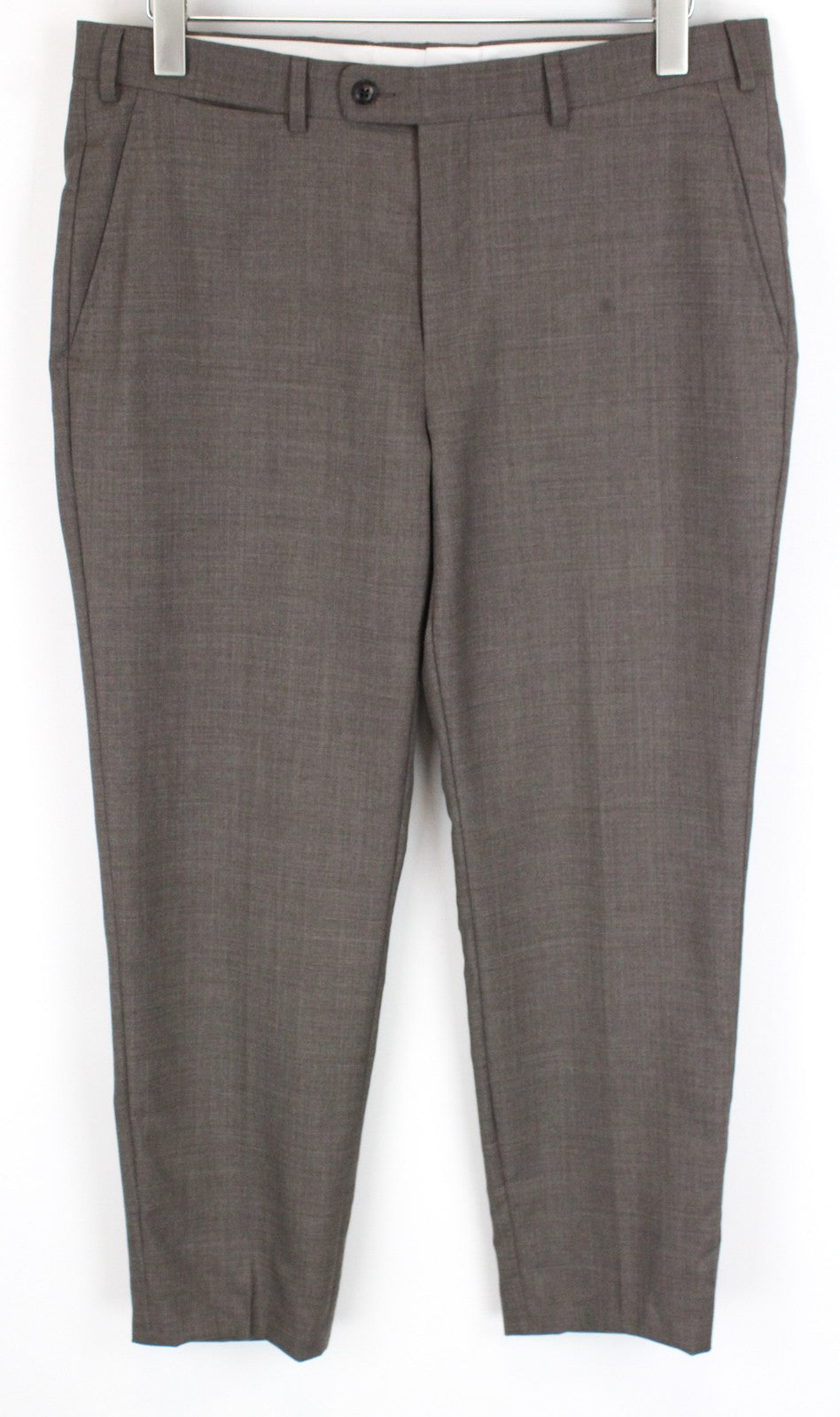 SUITSUPPLY Brescia Men's Brown Trousers UK38S Pure Wool Straight Fit Melange