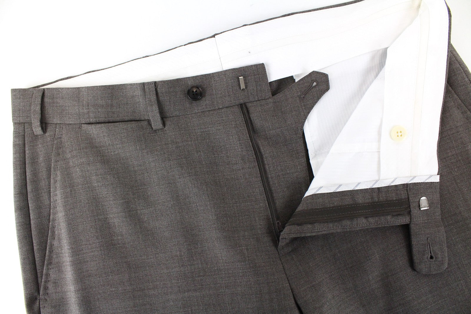 SUITSUPPLY Brescia Men's Brown Trousers UK38S Pure Wool Straight Fit Melange