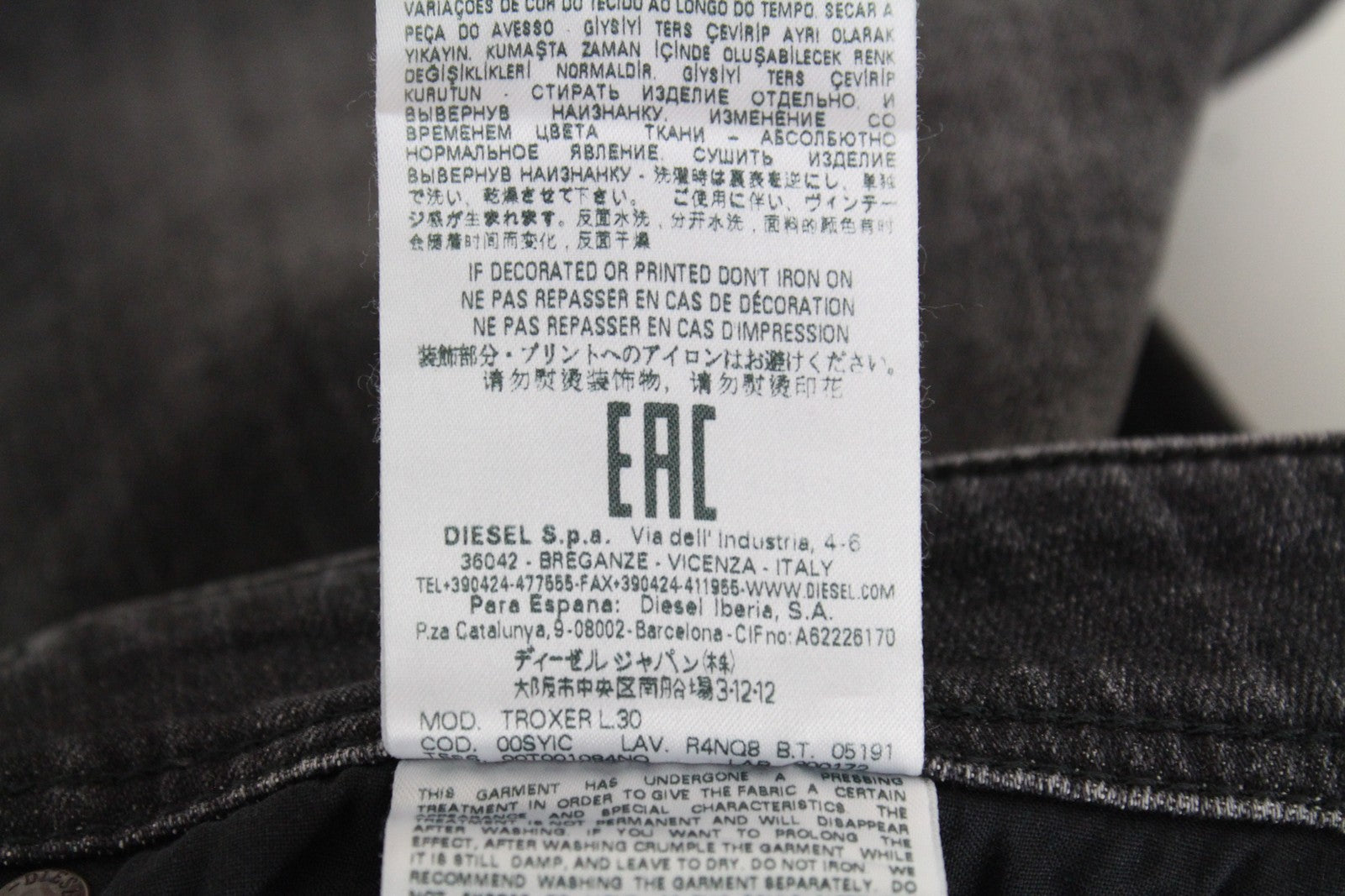 DIESEL Troxer R4NQ8 Men's Jeans W31/L30 Slim Fit Washed Grey Cotton Stretch