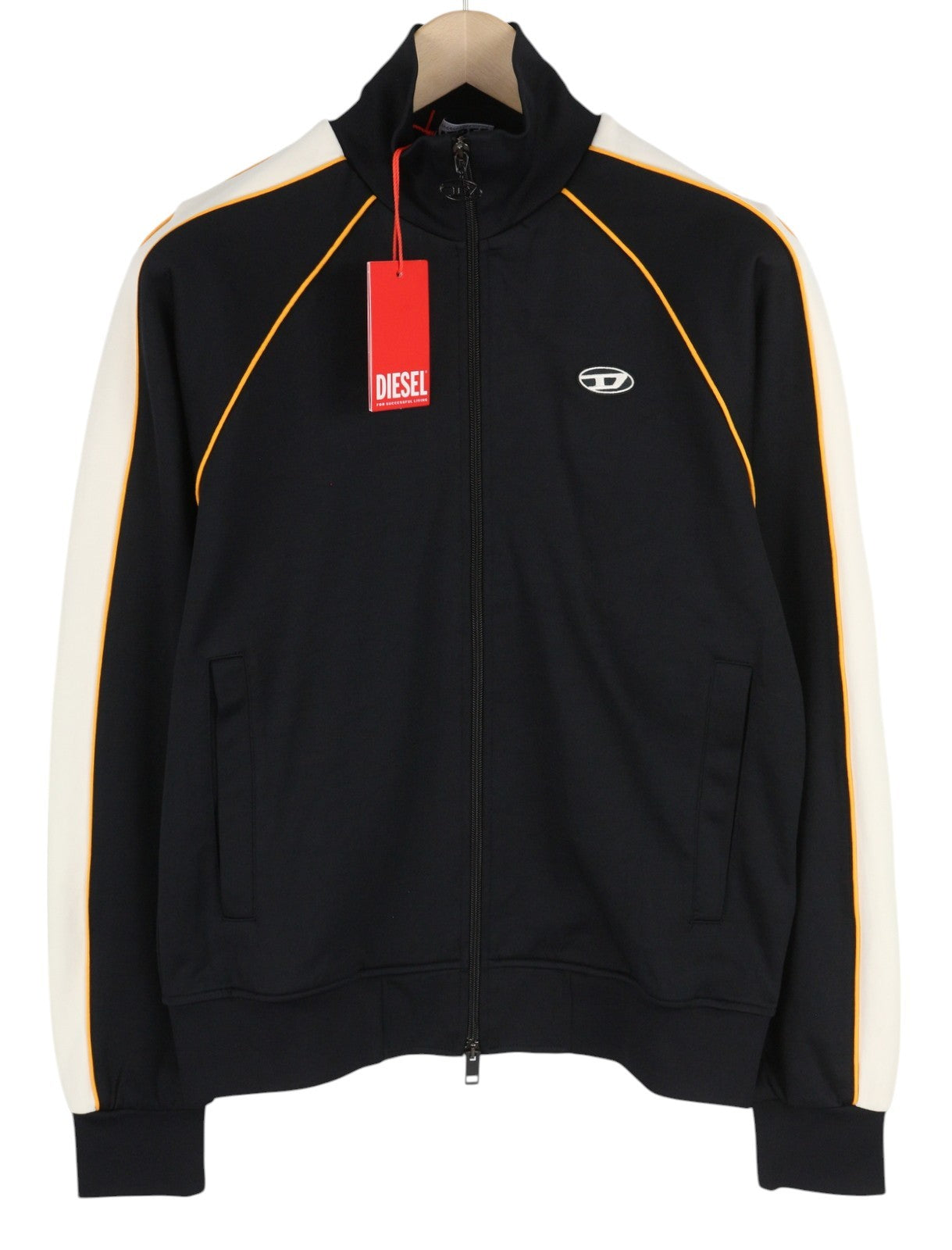 DIESEL S-Ralock Men Sweatshirt S Black Full Zip Track Top High Neck RRP€275