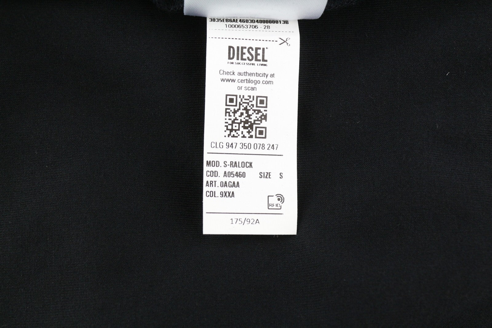 DIESEL S-Ralock Men Sweatshirt S Black Full Zip Track Top High Neck RRP€275