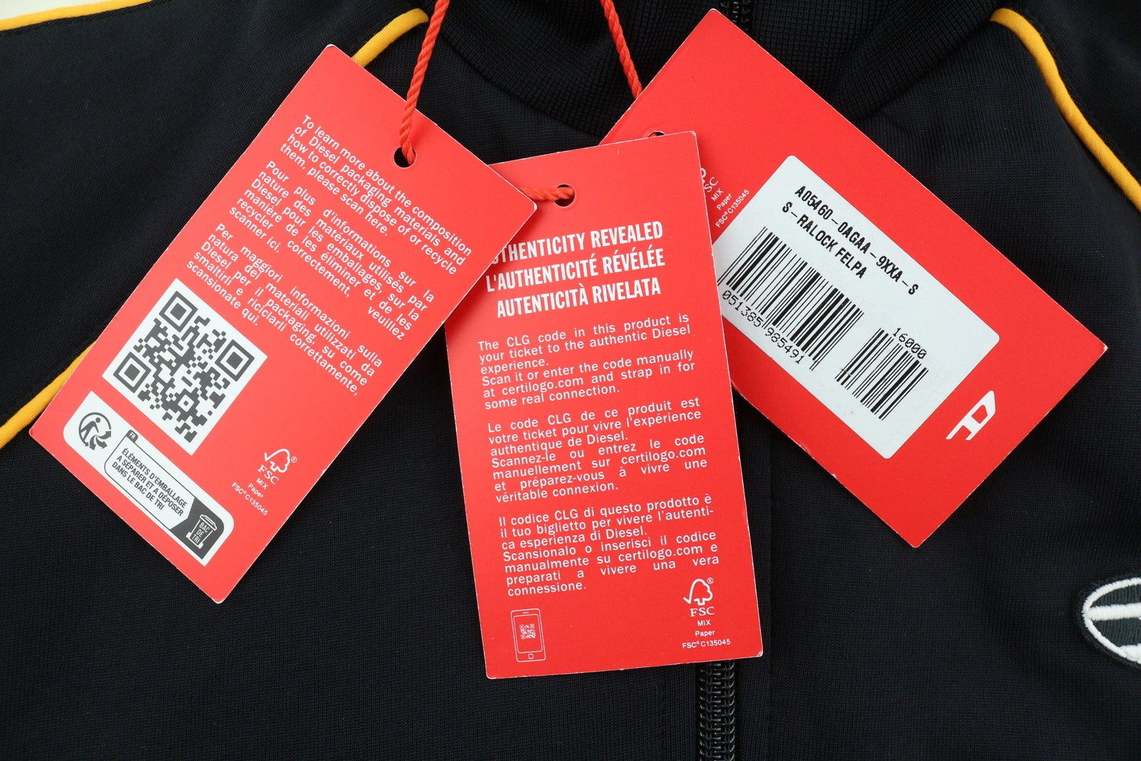 DIESEL S-Ralock Men Sweatshirt S Black Full Zip Track Top High Neck RRP€275