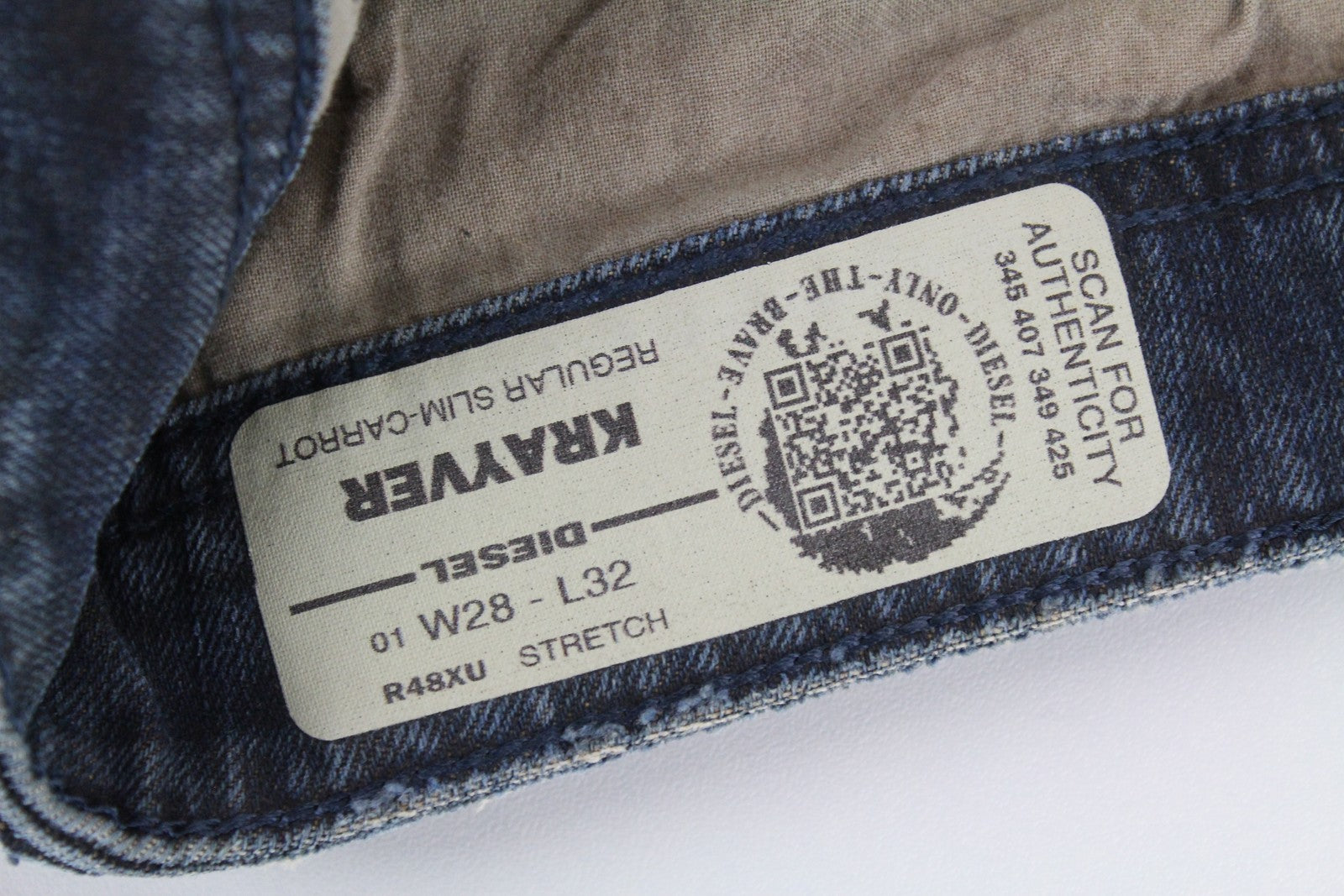 DIESEL Krayver R48XU Men's Jeans W28/L32 Slim Fit Carrot Blue Cotton Stretch