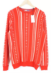 SCOTCH & SODA Ams Blauw Men's Sweater ~XL Red Cotton Patterned Knit Pullover