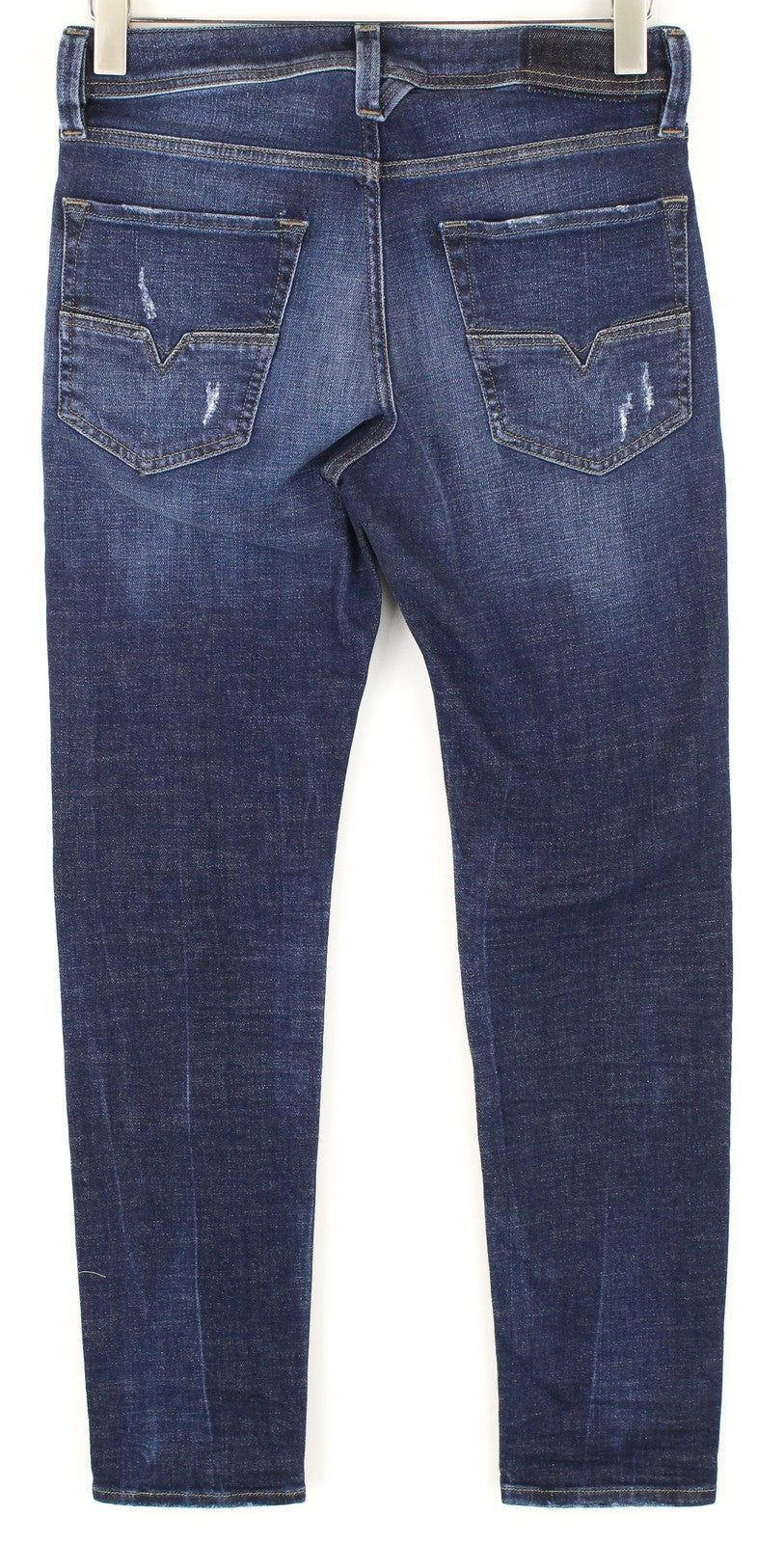 DIESEL Larkee-Beex 084QT vyriški džinsai W26/L30 siaurėjantys, mėlyni, plėšyti medvilniniai džinsai 