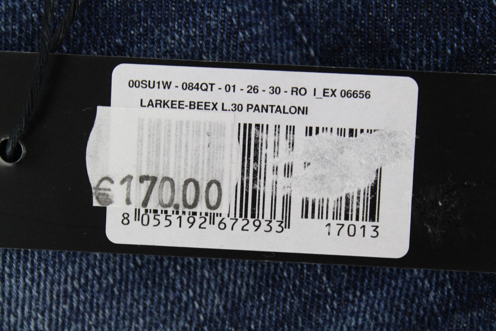 DIESEL Larkee-Beex 084QT vyriški džinsai W26/L30 siaurėjantys, mėlyni, plėšyti medvilniniai džinsai 