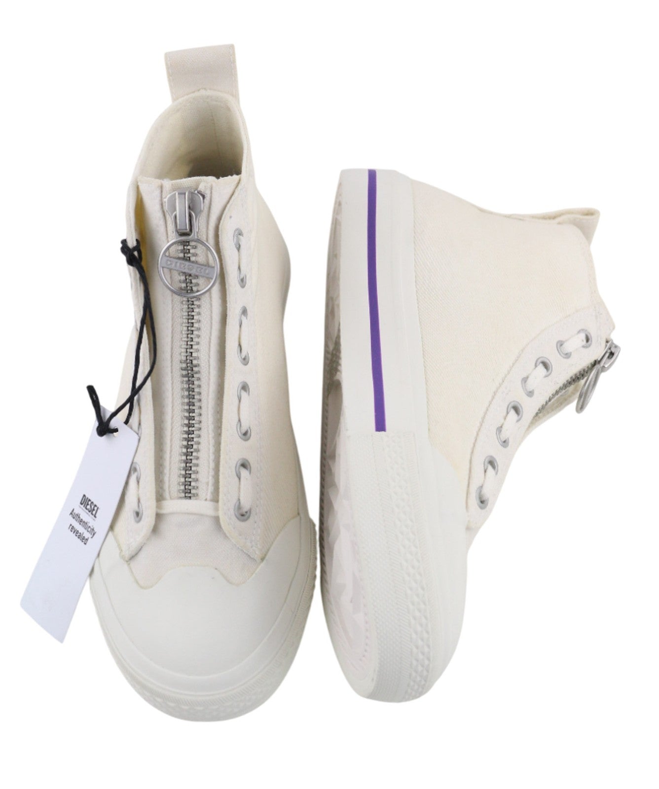 DIESEL S-Astico MZIP Womens Sneakers EU37 UK5 White High Top Lace Zip RRP€180