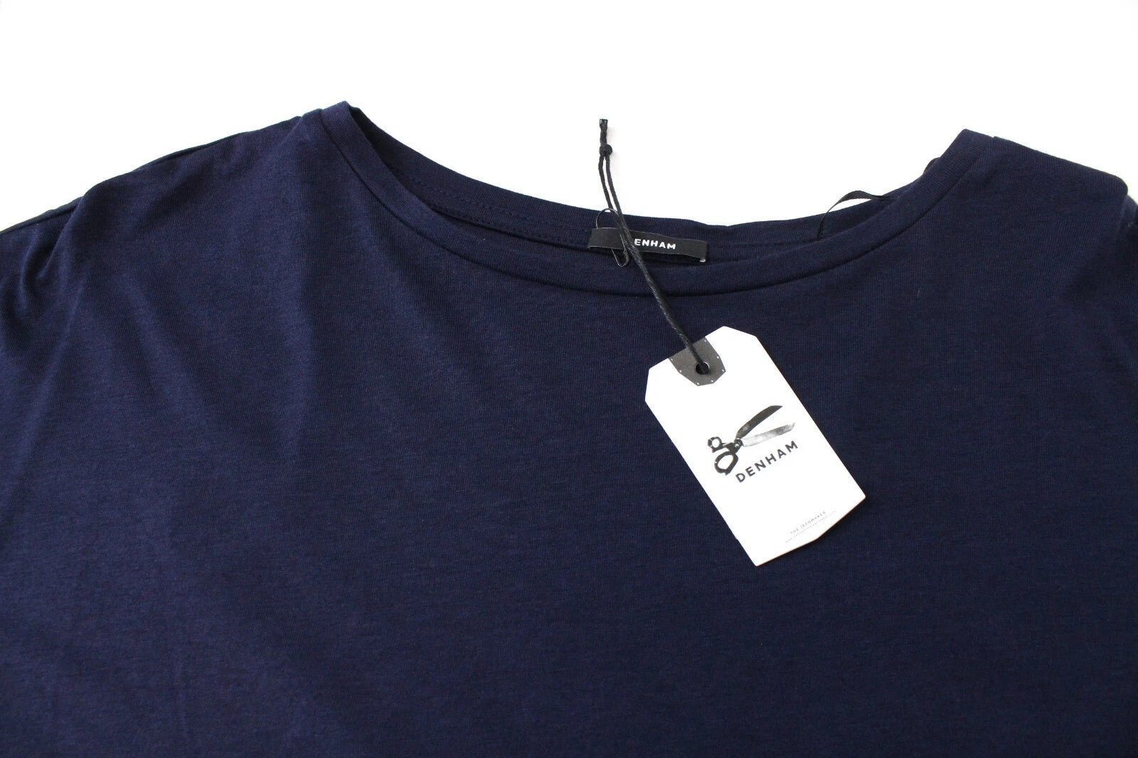 DENHAM Sierra Women's Long Sleeve T-Shirt XS Navy Round Neck Cotton Pullover