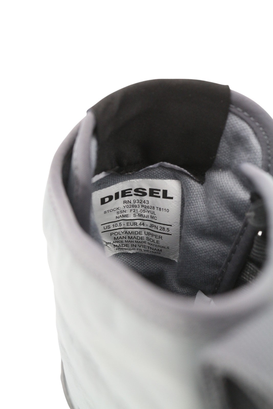 DIESEL S-Muji MC Men Sneakers EU44 Grey High Top Lace Up Almond Toe Logo RRP€180