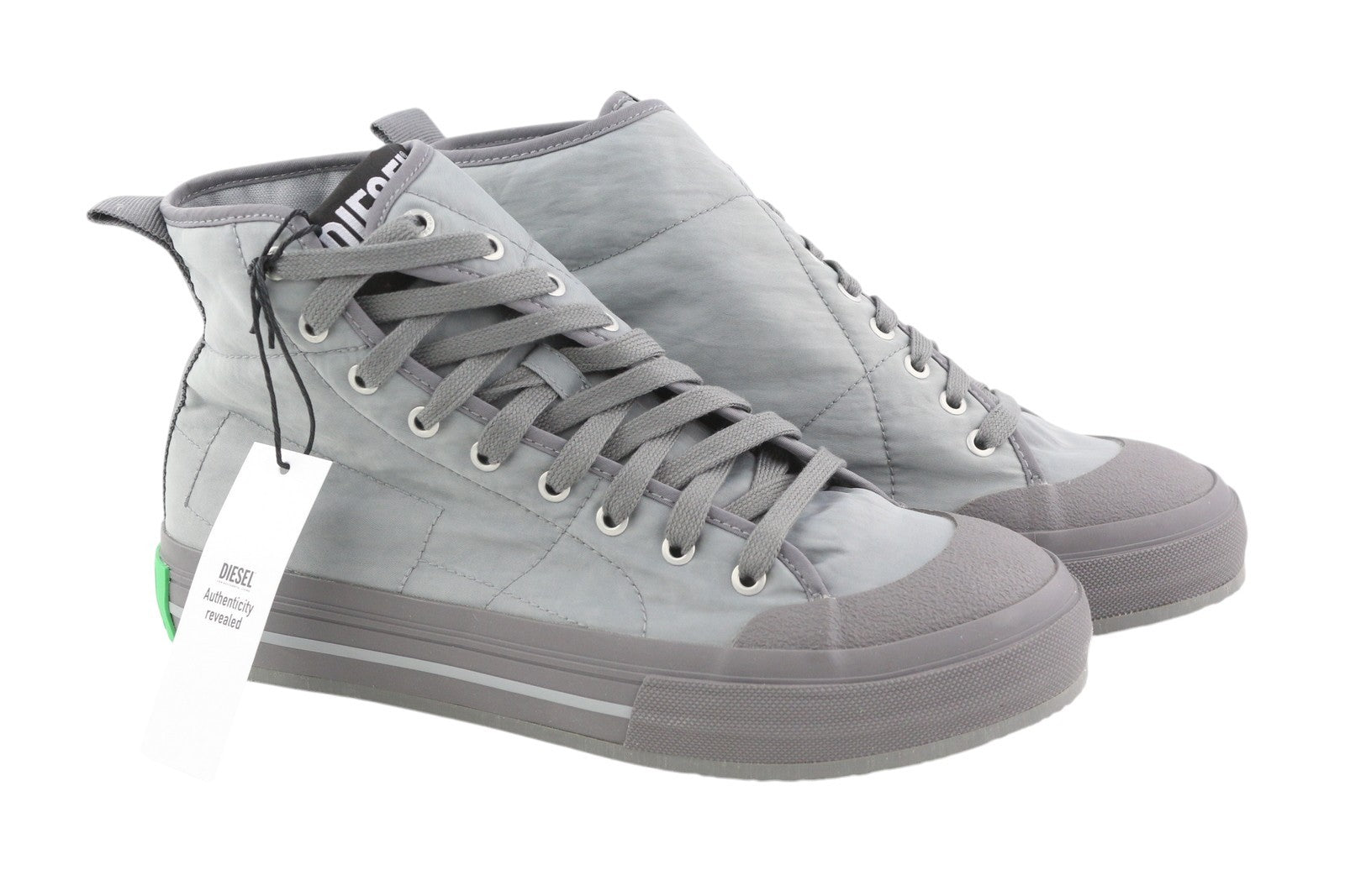 DIESEL S-Muji MC Men Sneakers EU44 Grey High Top Lace Up Almond Toe Logo RRP€180