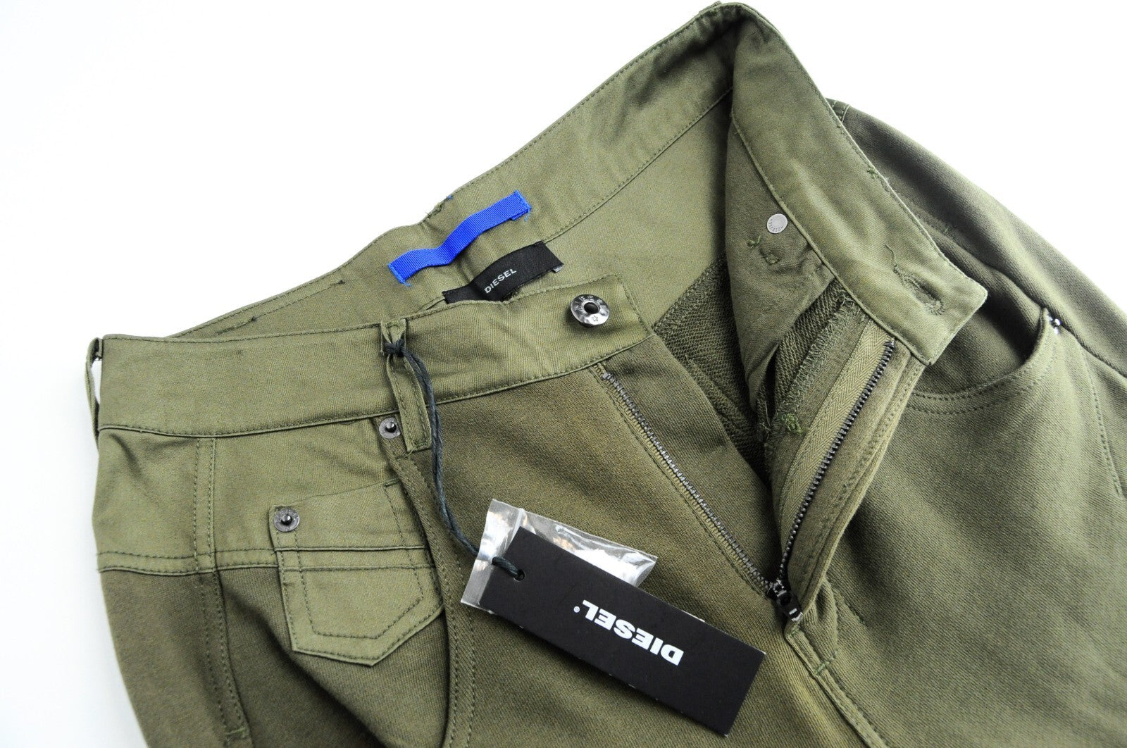 DIESEL Fayza-AA 0EALI Women's Olive Green Trousers 24 Boyfriend Fit Jogger Style