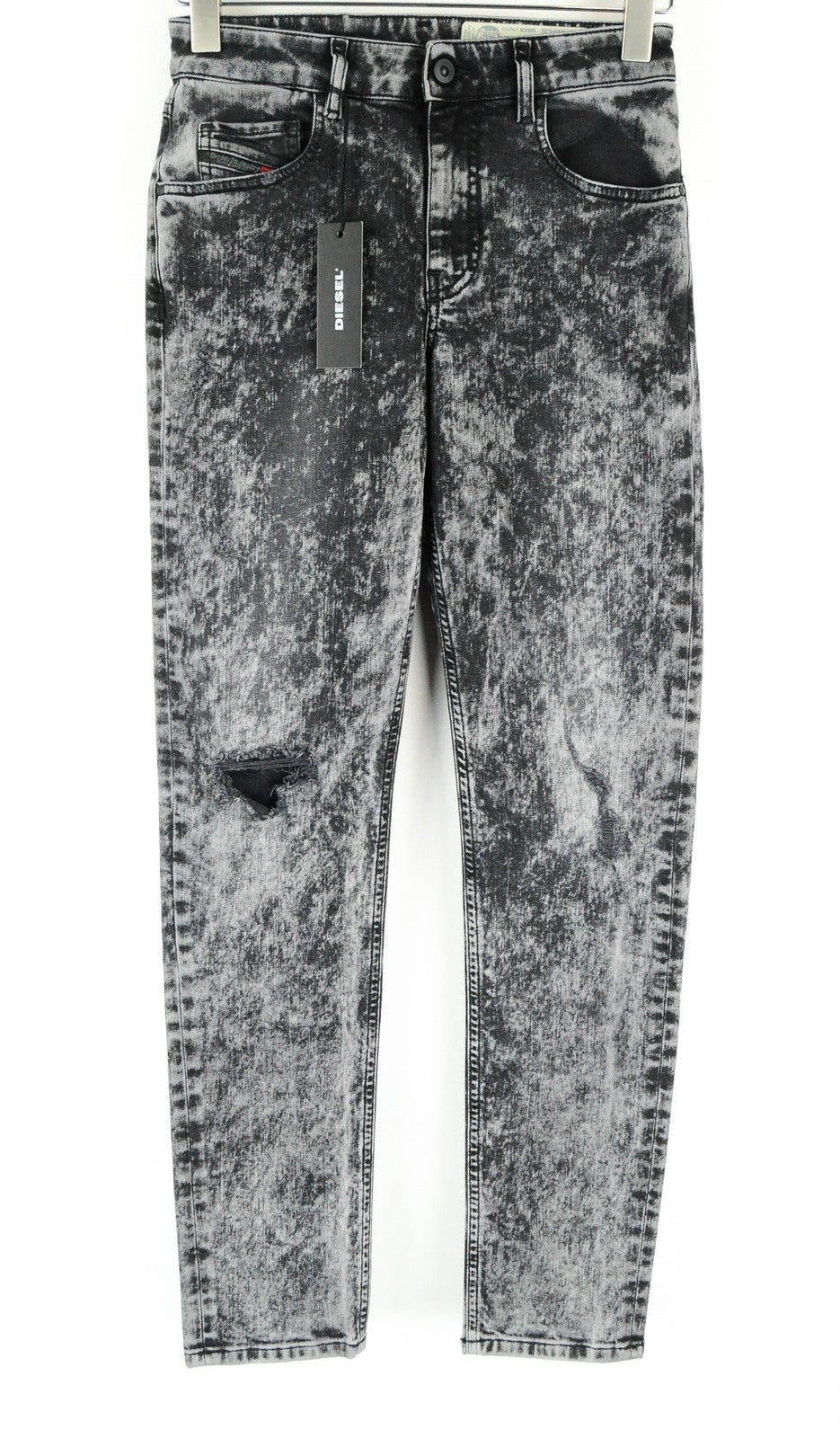 DIESEL Neekhol 069AB Women's Blue Jeans W23/L32 Stone Washed Ripped Straight Fit