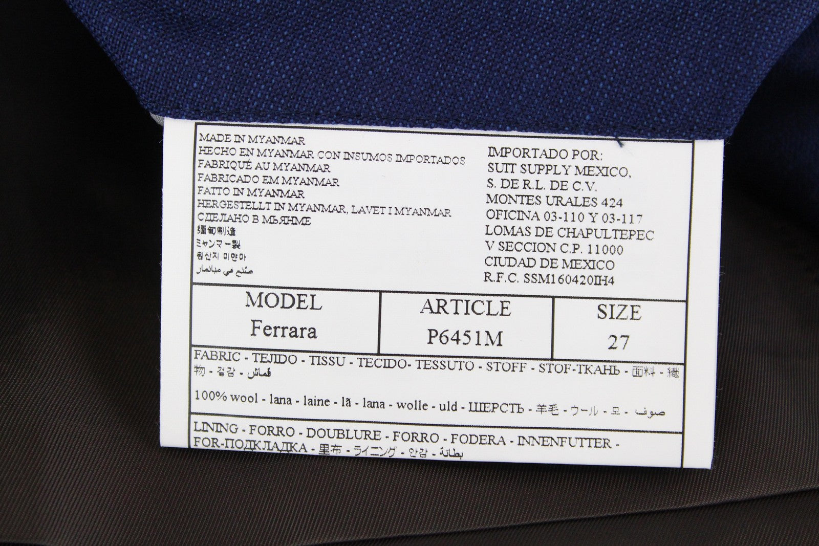 SUITSUPPLY Lazio Men's Suit UK44S Navy Blue Blazer Waistcoat Slim Fit Classic