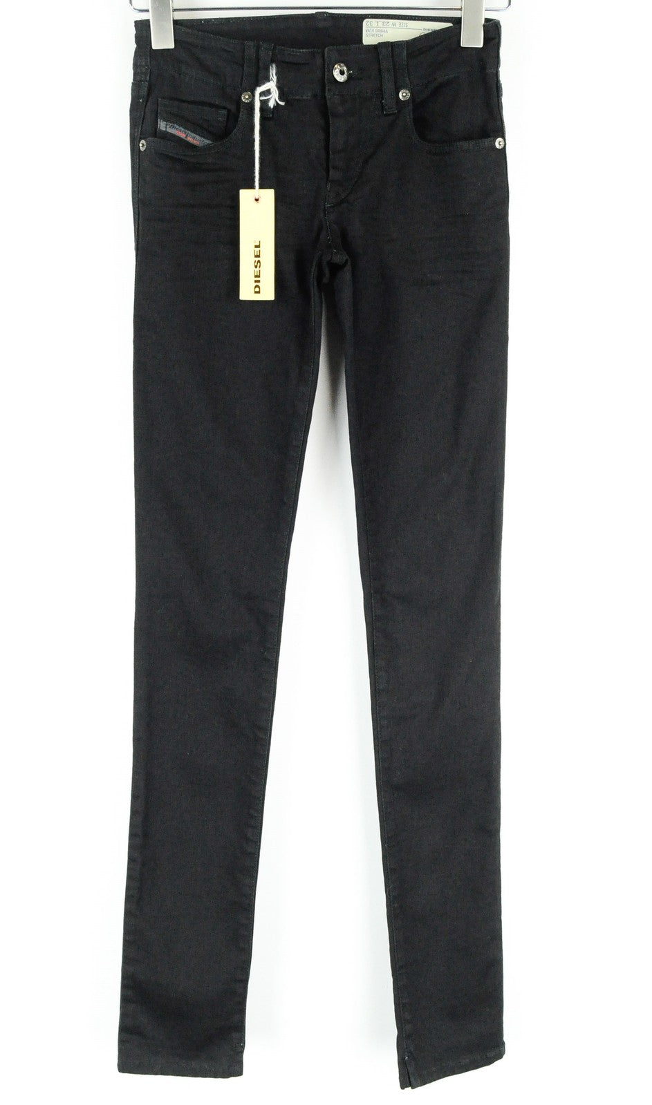 DIESEL Groupee 0R84A Women Black Jeans W23/L32 Low Waist Super Slim Skinny Fit