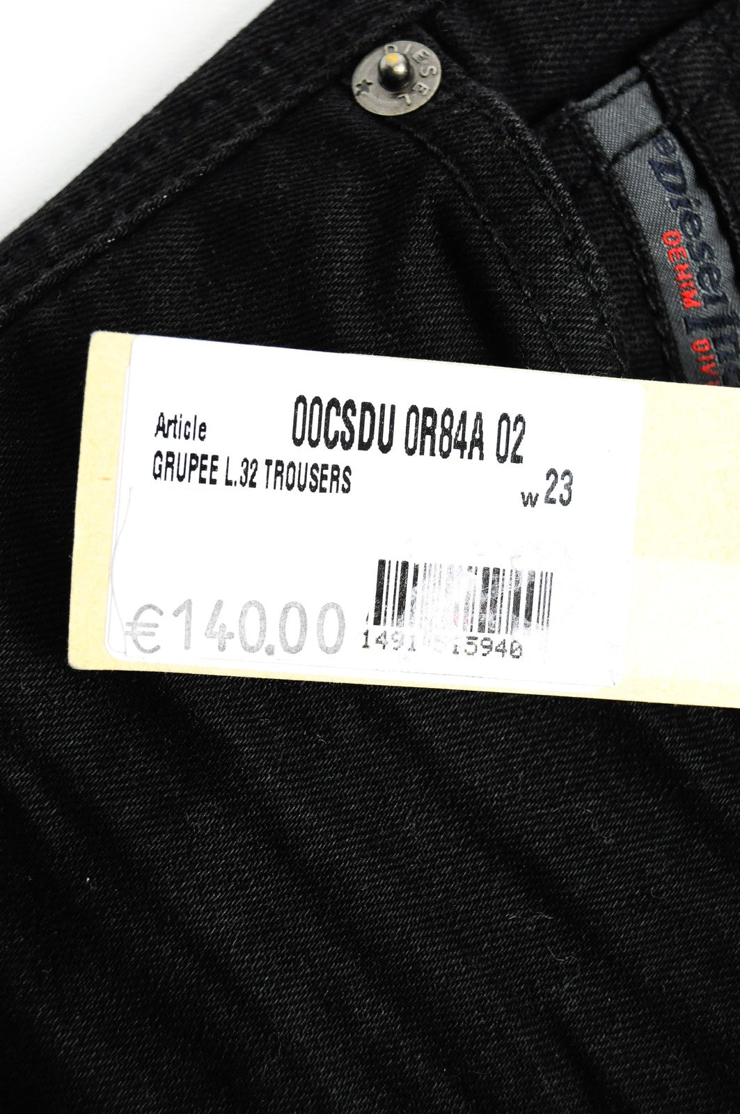 DIESEL Groupee 0R84A Women Black Jeans W23/L32 Low Waist Super Slim Skinny Fit