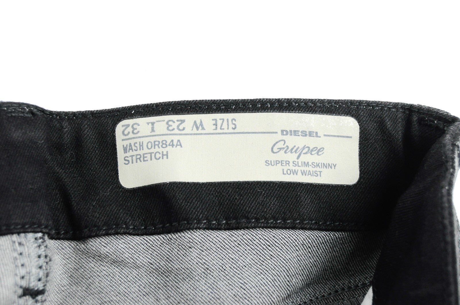 DIESEL Groupee 0R84A Women Black Jeans W23/L32 Low Waist Super Slim Skinny Fit