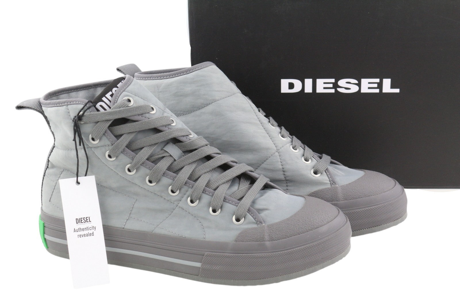 DIESEL S-Muji MC Men Sneakers EU45 Grey High Top Lace Up Almond Toe Logo RRP€180