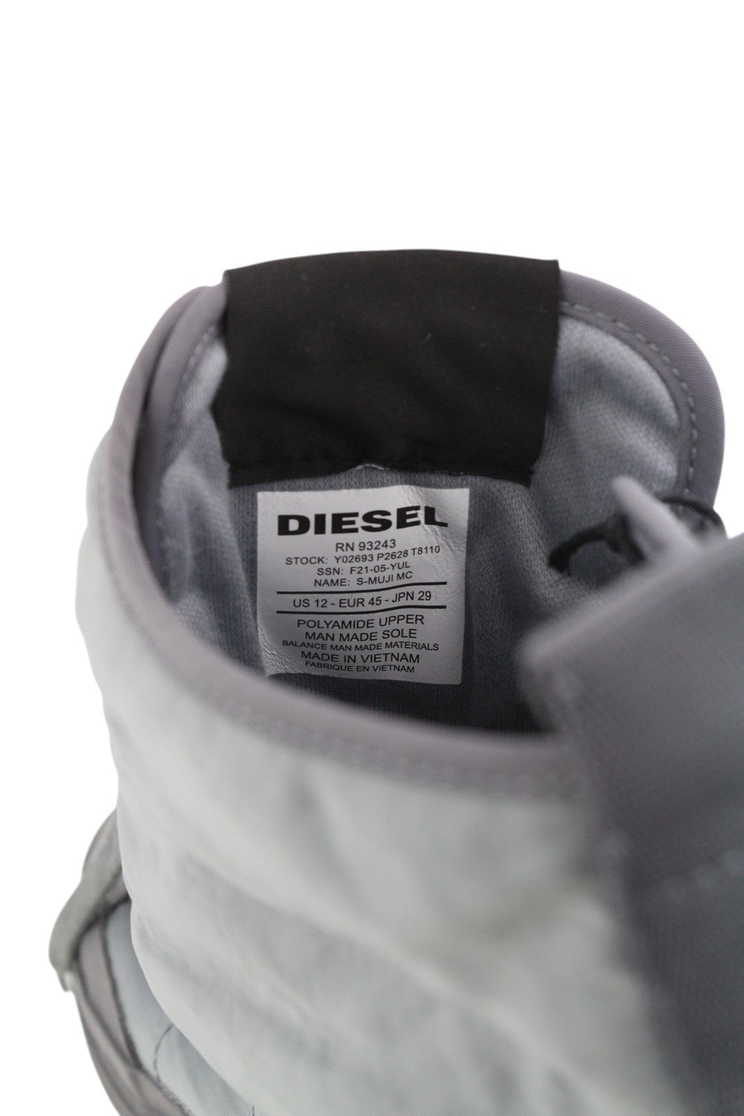 DIESEL S-Muji MC Men Sneakers EU45 Grey High Top Lace Up Almond Toe Logo RRP€180