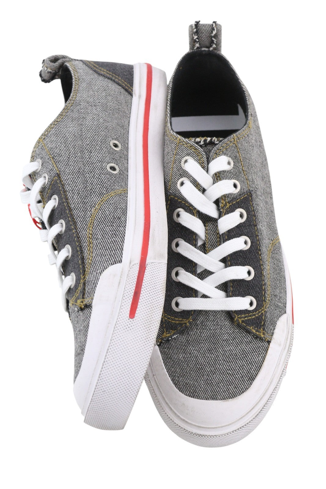 DIESEL S-Athos Low Men Sneakers EU43 Black Denim Lace Up Almond Toe RRP€160