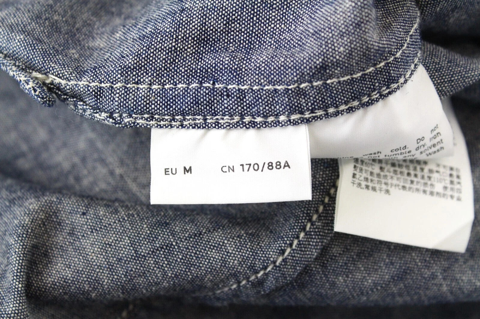 DENHAM Stories Men's Shirt M Blue Cotton Pocket Long Sleeve Button Collared