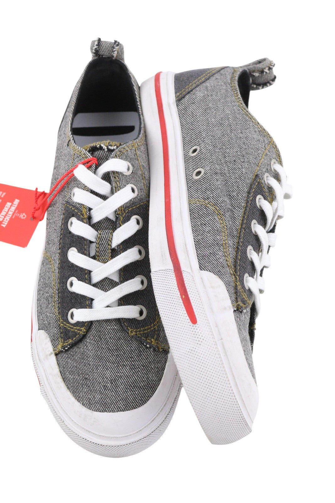 DIESEL S-Athos Low Men Sneakers EU41 Black Denim Lace Up Almond Toe RRP€160