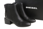 DIESEL Jaynet Mab Womens Boots EU38 UK5.5 Black Leather Heeled Ankle RRP€290