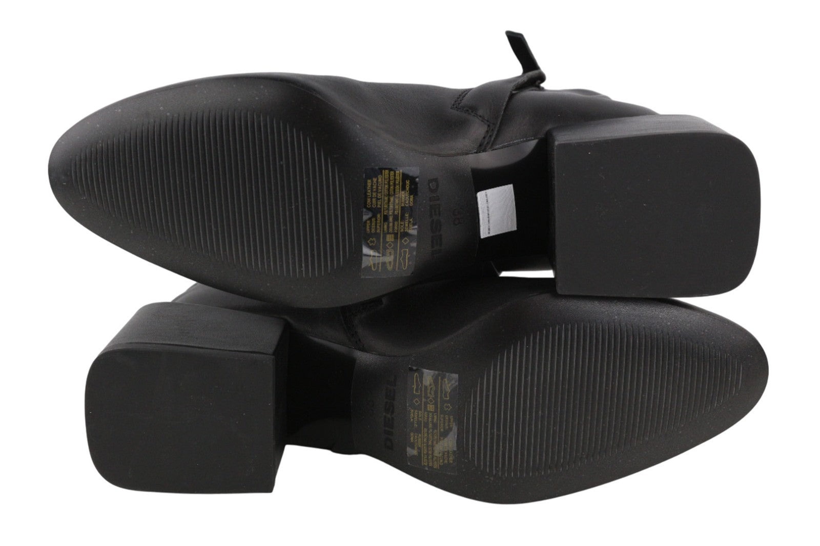 DIESEL Jaynet Mab Womens Boots EU38 UK5.5 Black Leather Heeled Ankle RRP€290