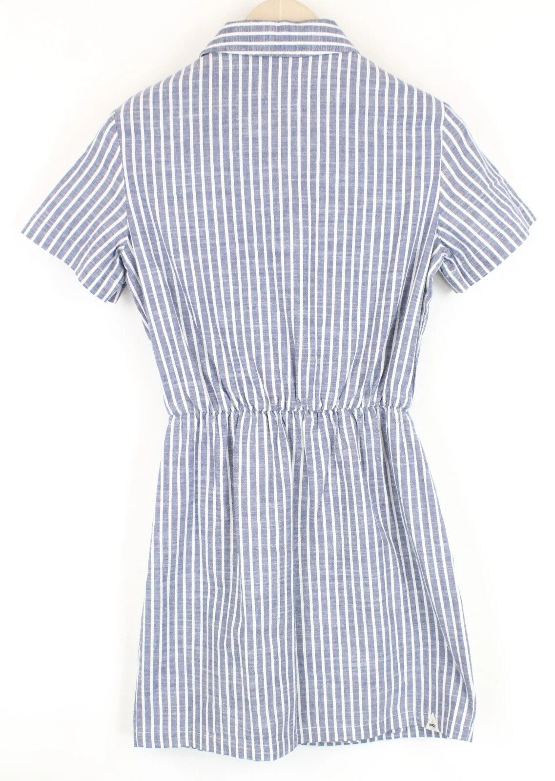DENHAM Ellen Women's Dress XS Blue Striped Short Sleeve Cotton Half Button