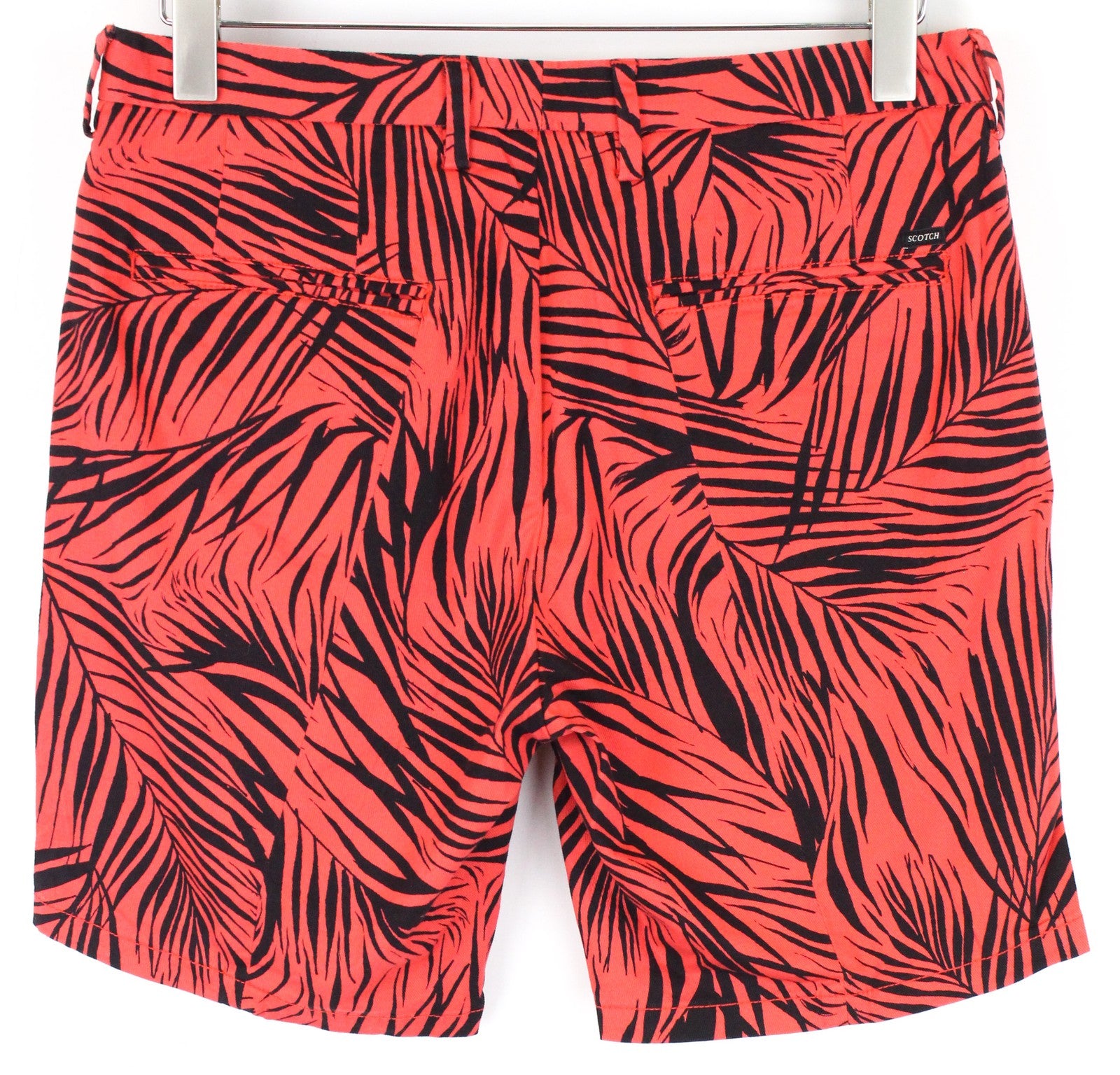 SCOTCH & SODA Thorne Men's Shorts ~W30 S Red Slim  Leaf Print Summer