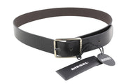 DIESEL B-Photo Men Belt 95 CM Reversible Leather Silver Tone Buckle Casual Black