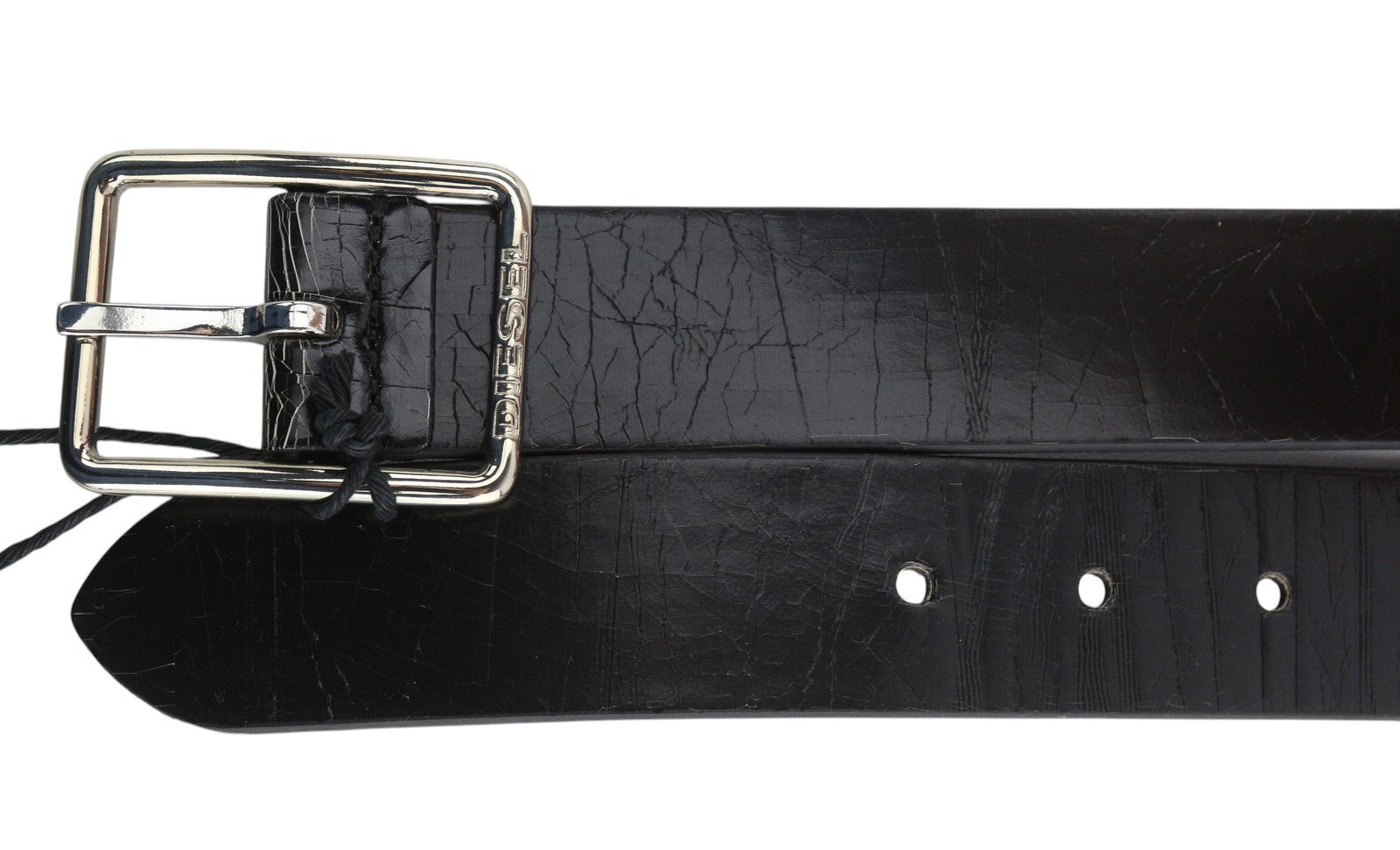 DIESEL B-Photo Men Belt 95 CM Reversible Leather Silver Tone Buckle Casual Black