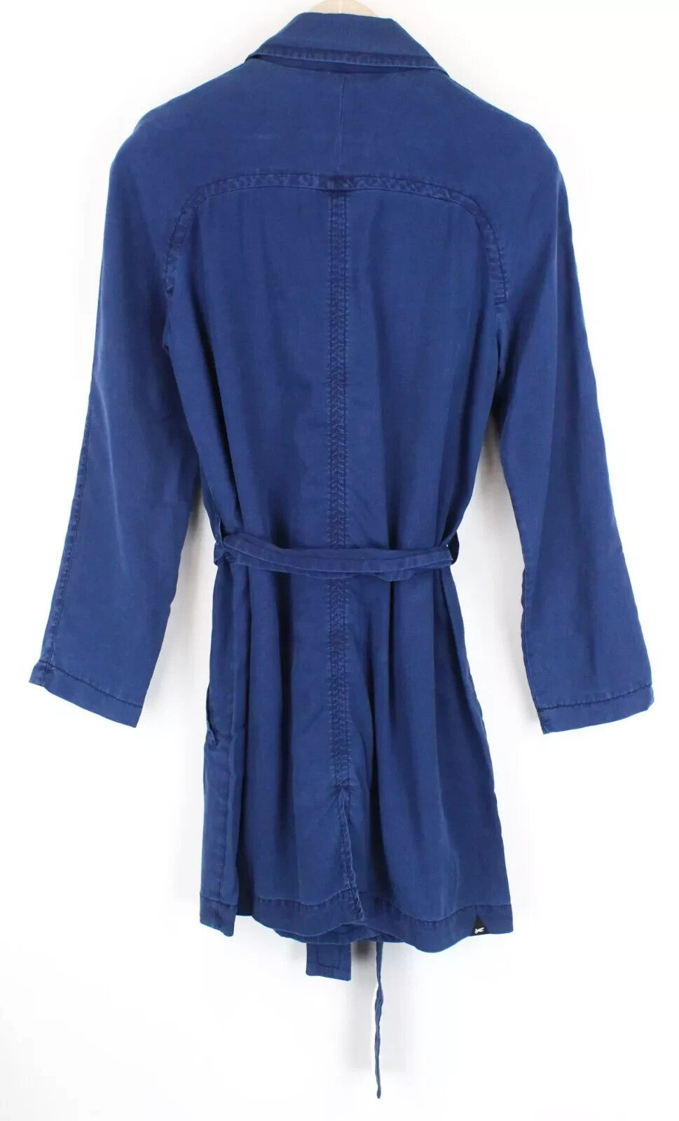 DENHAM Women's Coat XS Blue Belted Trench Lightweight Double-Breasted Summer