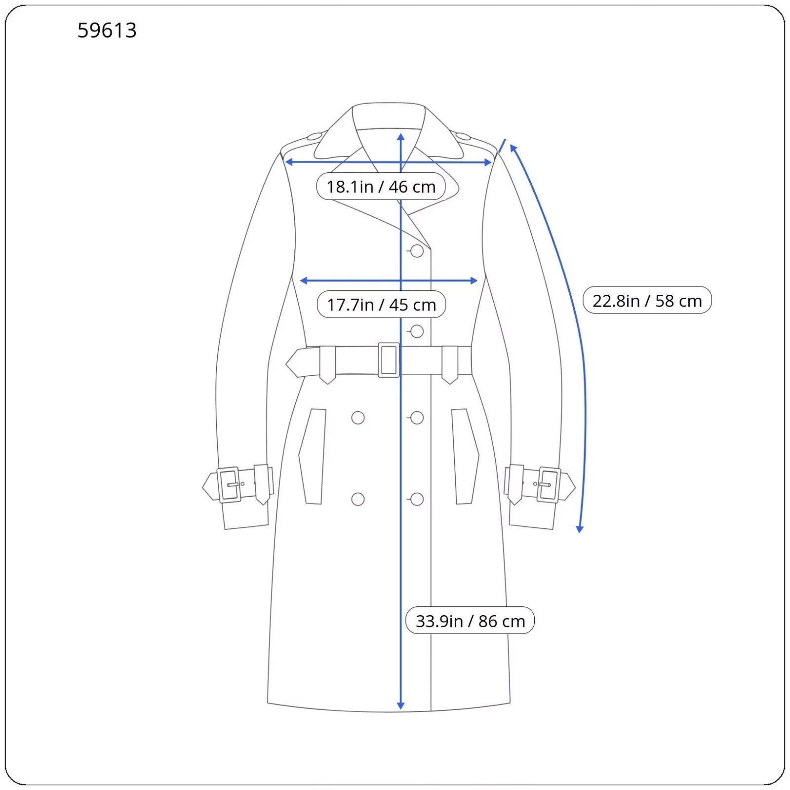 DENHAM Women's Coat XS Blue Belted Trench Lightweight Double-Breasted Summer