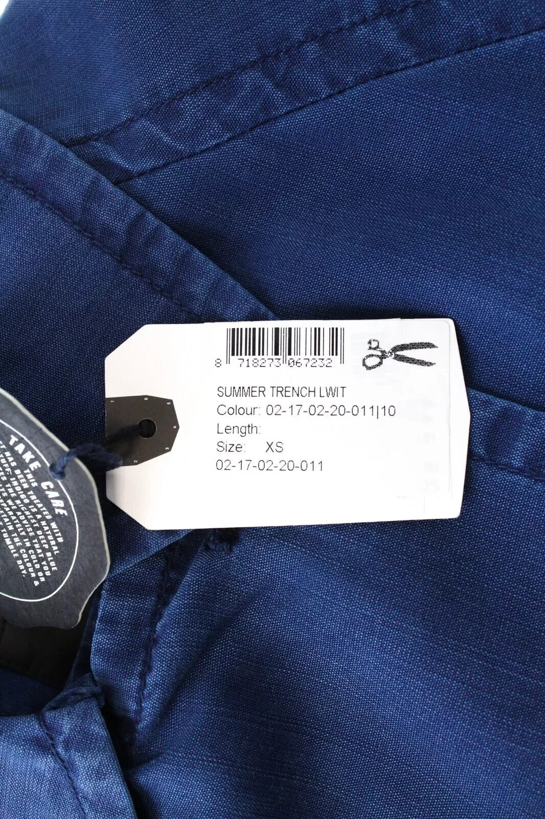 DENHAM Women's Coat XS Blue Belted Trench Lightweight Double-Breasted Summer