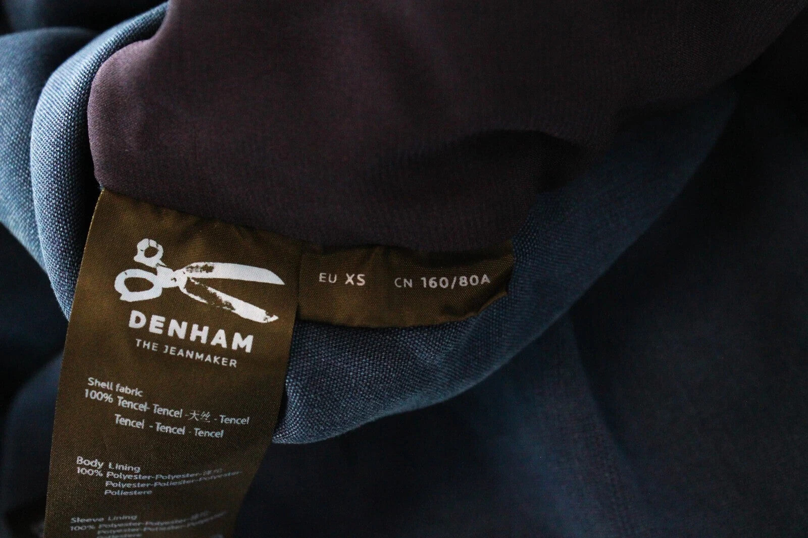 DENHAM Women's Coat XS Blue Belted Trench Lightweight Double-Breasted Summer