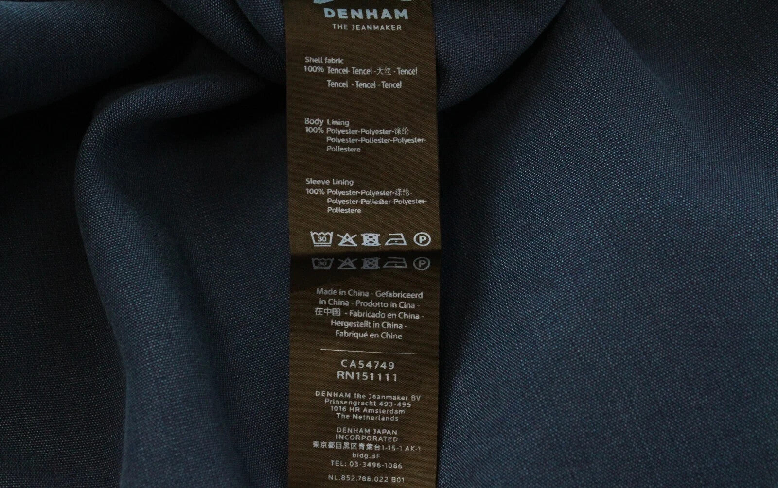 DENHAM Women's Coat XS Blue Belted Trench Lightweight Double-Breasted Summer