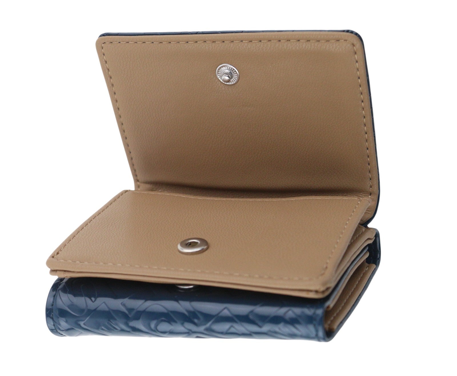 DIESEL Monogram Lorettina Women Wallet Dark Blue Brown Faux Leather Printed