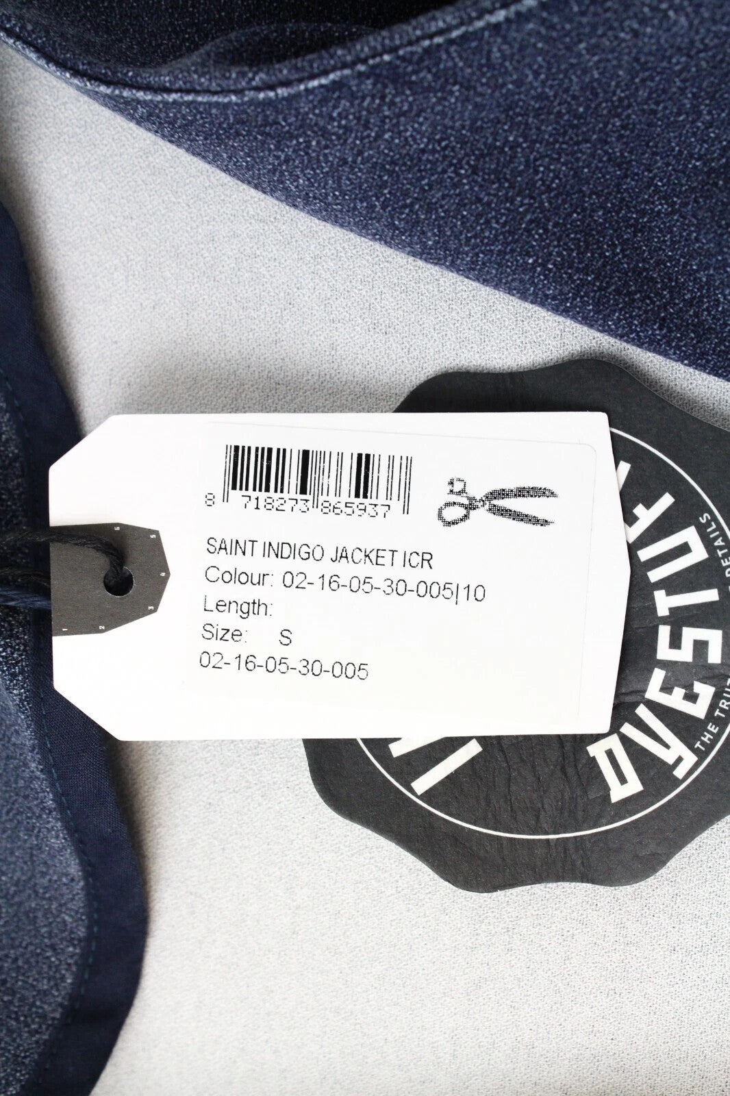 DENHAM Saint Indigo Women's Jacket S Blue Stretch Tied Lapel Long Sleeve