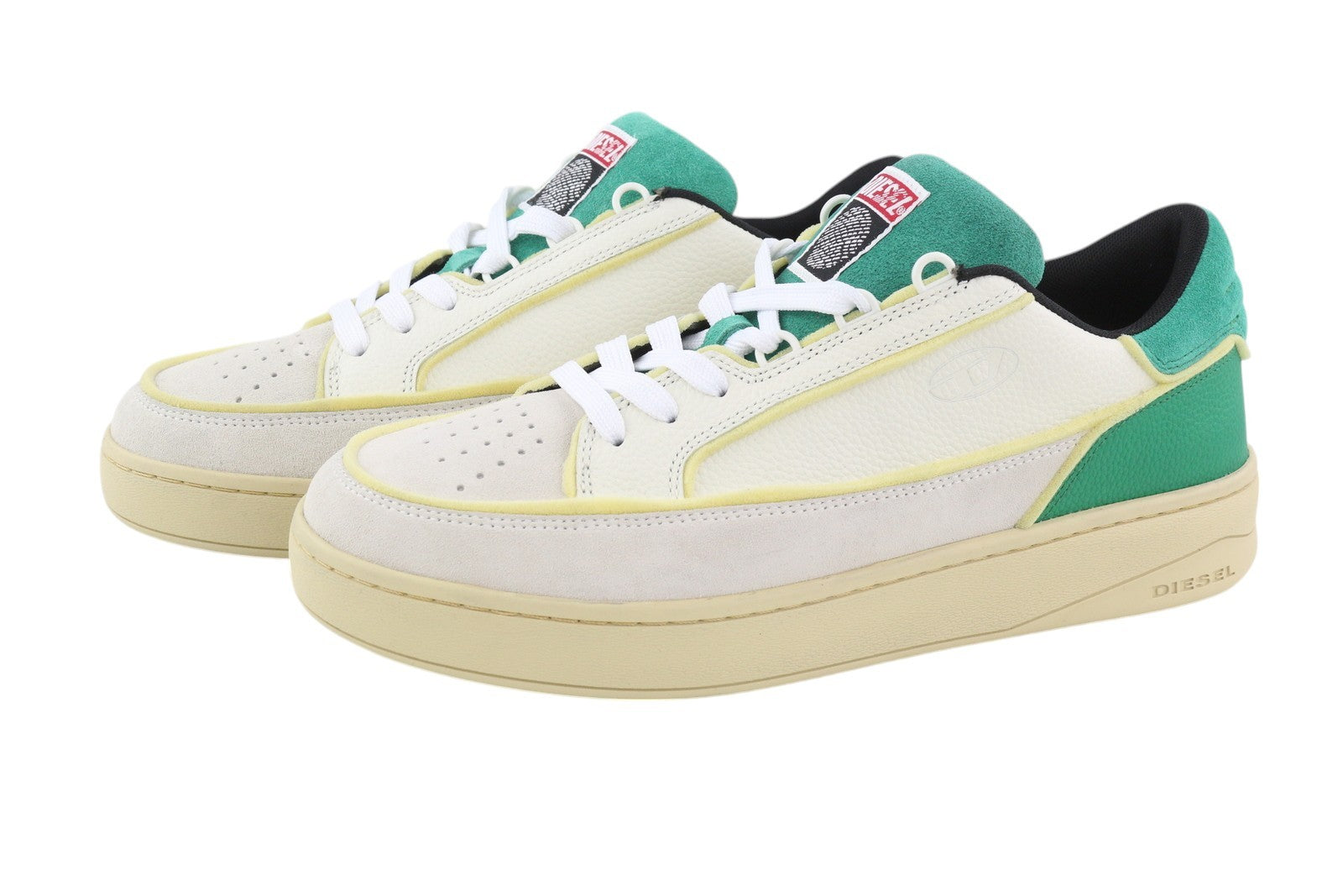 DIESEL S-Sinna Low Men Sneakers EU43 White Leather Laced Low Top Logo RRP€160