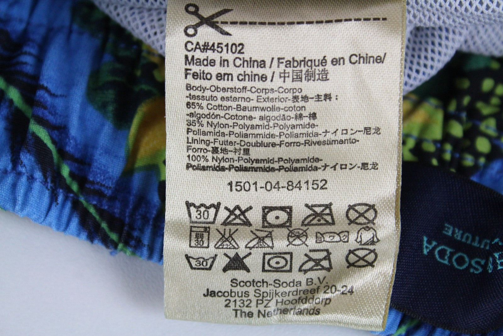 SCOTCH & SODA Ams Couture Men's Swimwear L Green Cotton Blend Printed Swim