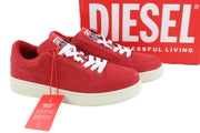 DIESEL S-Sinna Low Men Sneakers EU44 Red Leather Low Top Lace Up Logo RRP€150