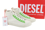 DIESEL A-Athos Mid Mens Sneakers EU43 UK9 White Almond Toe High Lace Trainers
