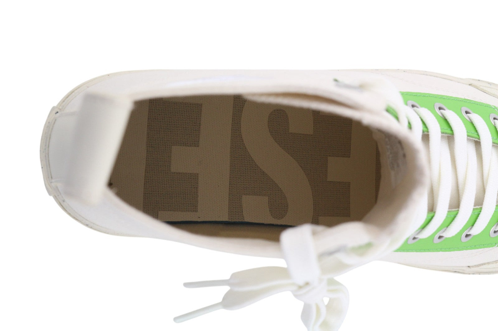 DIESEL A-Athos Mid Mens Sneakers EU43 UK9 White Almond Toe High Lace Trainers