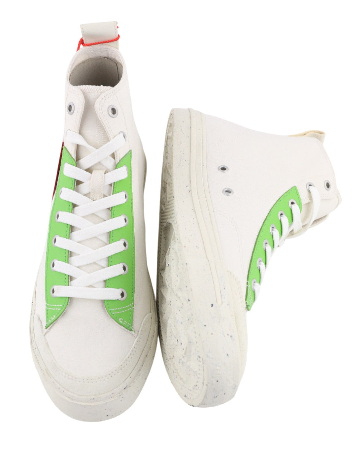 DIESEL A-Athos Mid Mens Sneakers EU43 UK9 White Almond Toe High Lace Trainers