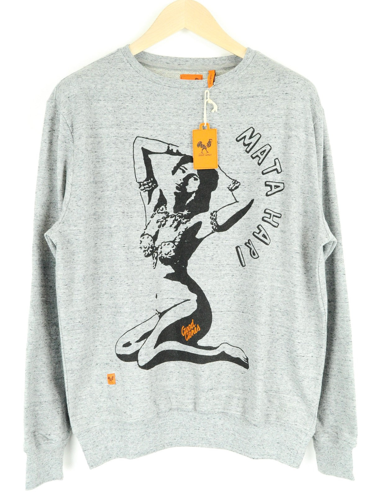 GOOD GENES Sweatshirt L Grey Cotton Blend Long Sleeve Logo Matahari Print