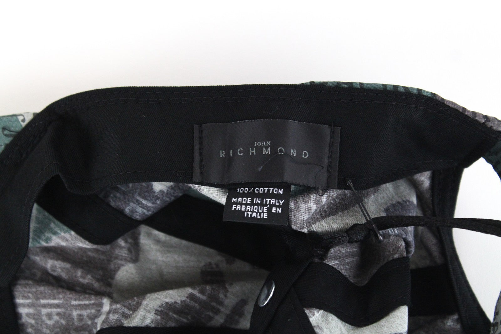 JOHN RICHMOND Men's Cap M Green Brown Cotton Logo Baseball Pattern Casual Hat