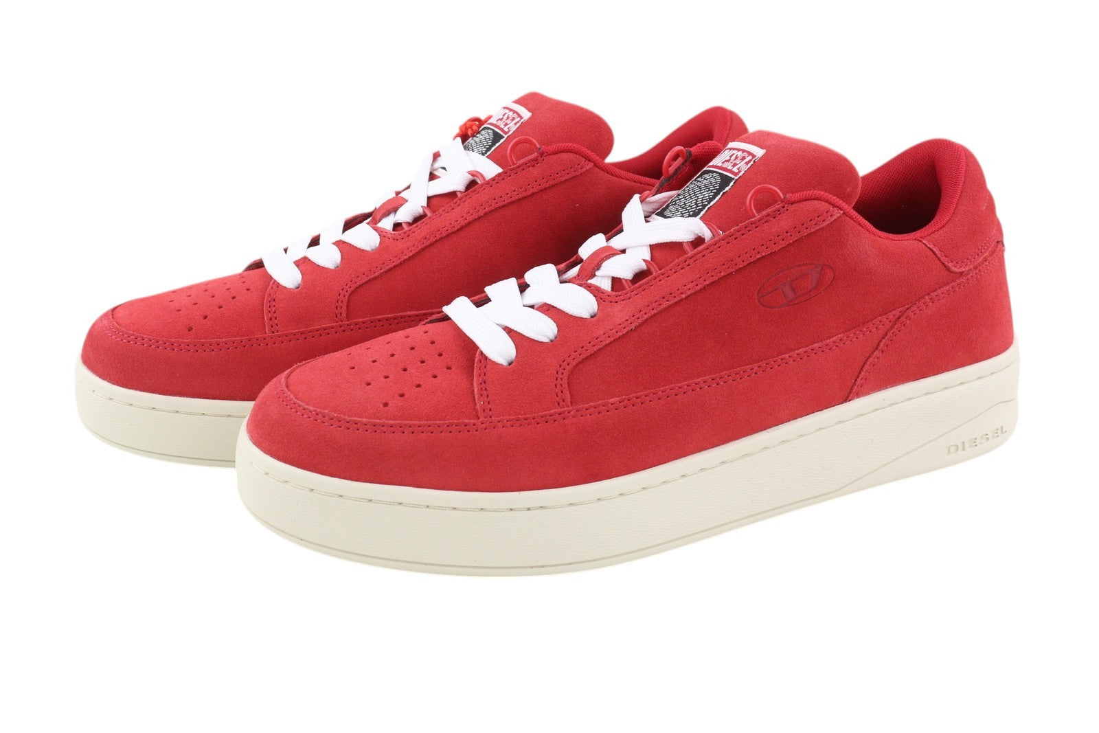 DIESEL S-Sinna Low Men Sneakers EU43 Red Leather Low Top Lace Up Logo RRP€150