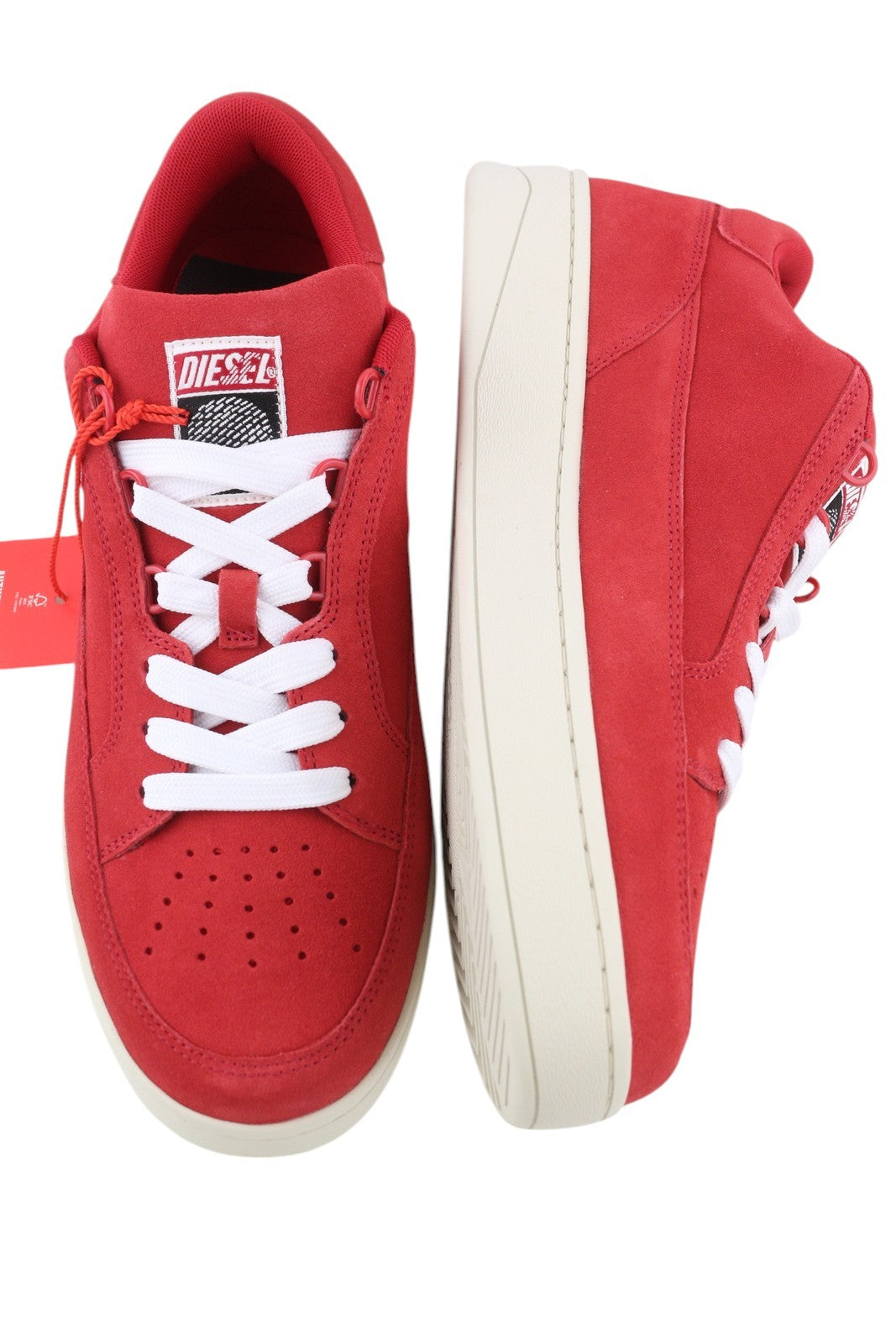 DIESEL S-Sinna Low Men Sneakers EU43 Red Leather Low Top Lace Up Logo RRP€150