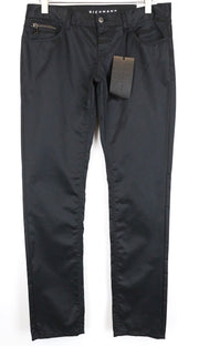 RICHMOND Men's Jeans W32 Black Button Fly Low Rise Skinny Fit Denim Pants