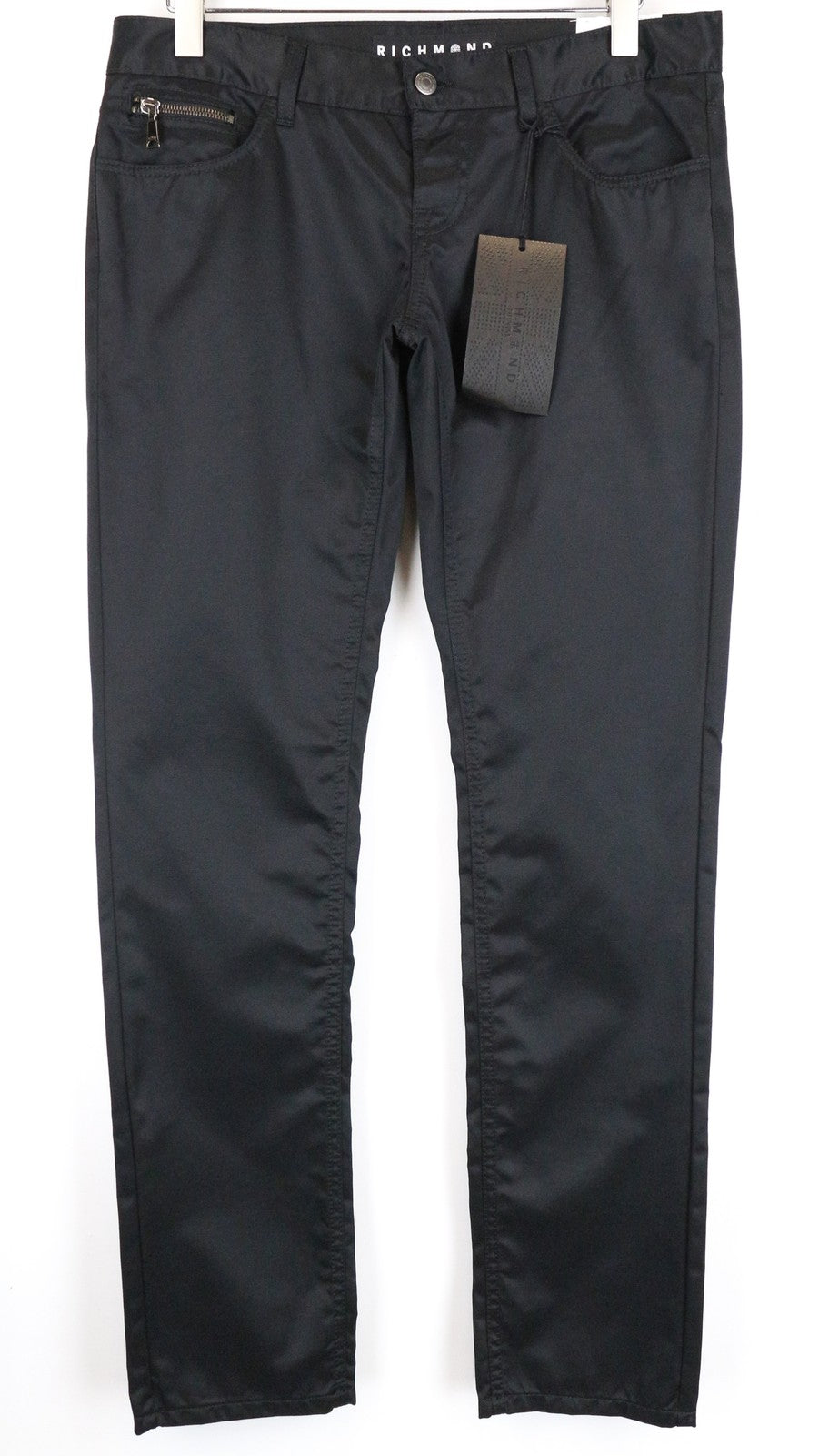 RICHMOND Men's Jeans W32 Black Button Fly Low Rise Skinny Fit Denim Pants